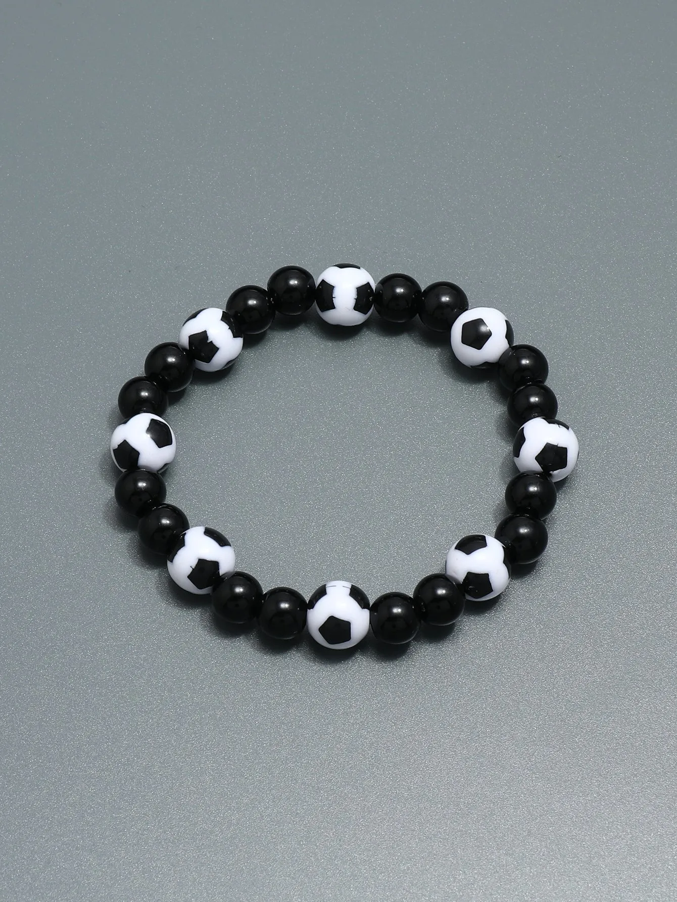 Soccer Beaded Bracelet for Women Men Stretchy Stackable Bracelets Soccer Fan