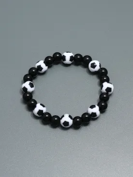 Soccer Beaded Bracelet for Women Men Stretchy Stackable Bracelets Soccer Fan