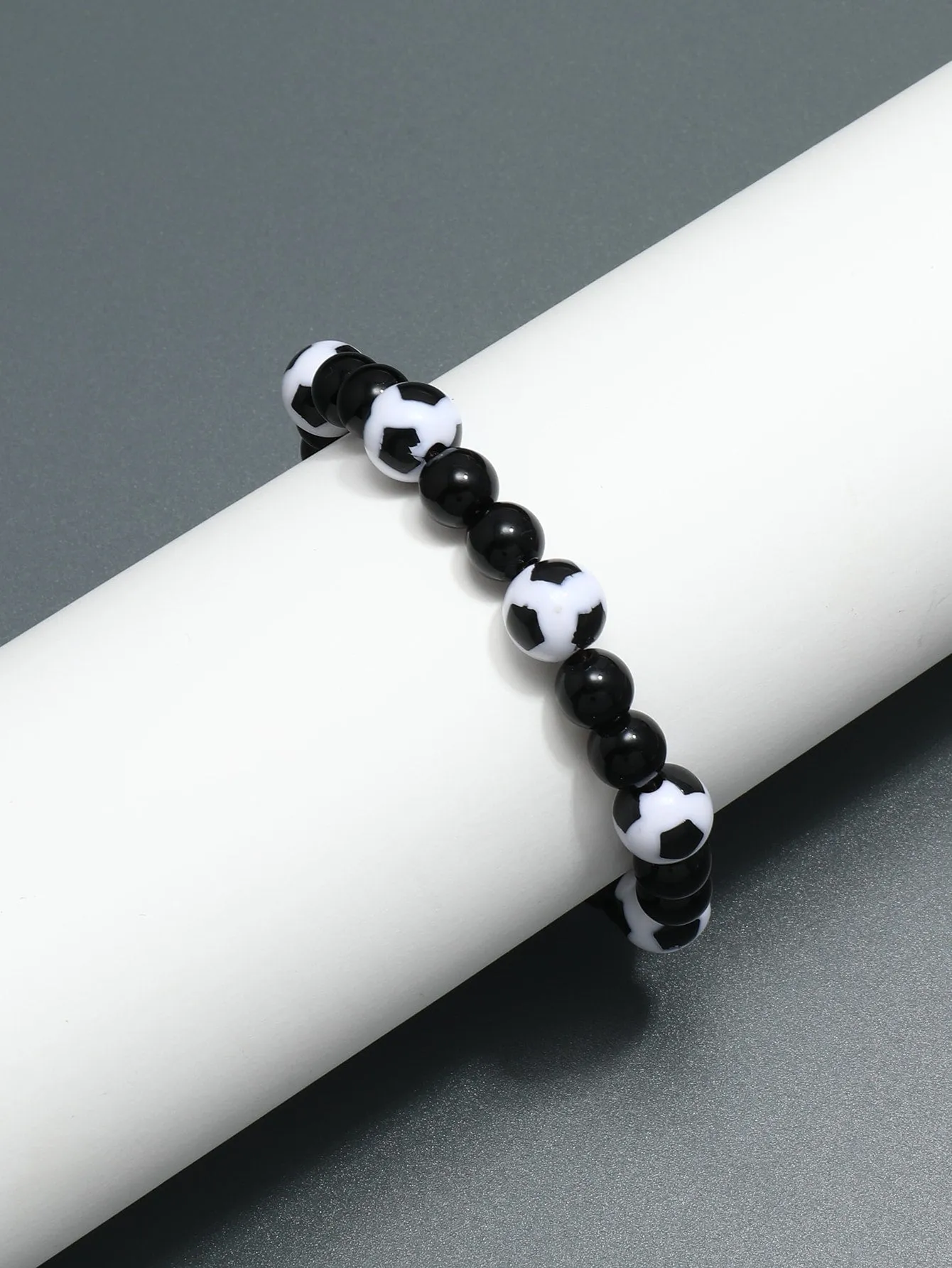 Soccer Beaded Bracelet for Women Men Stretchy Stackable Bracelets Soccer Fan