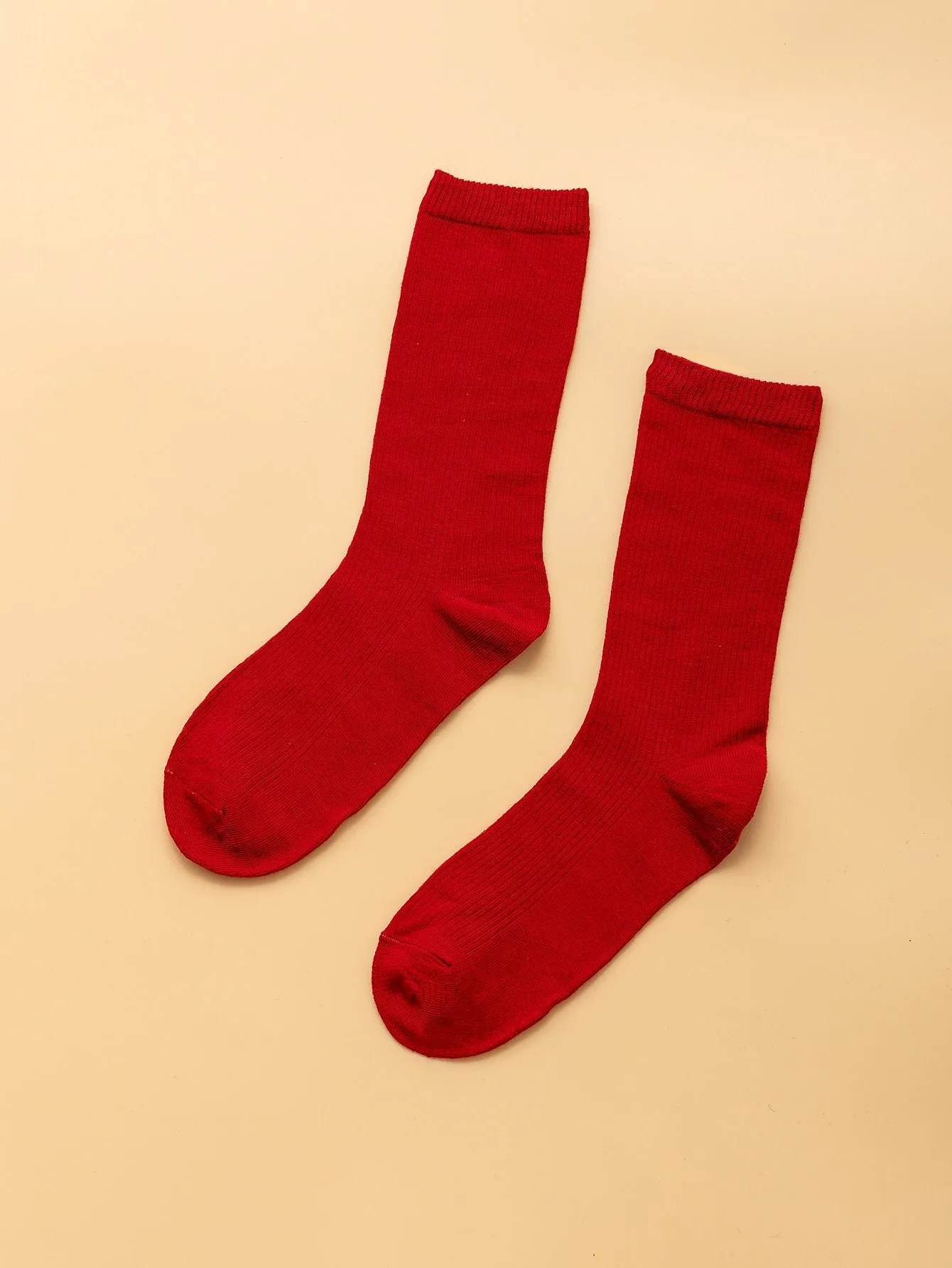 Solid Red Crew Socks for Women Plain Socks Cozy Socks Fashion Socks