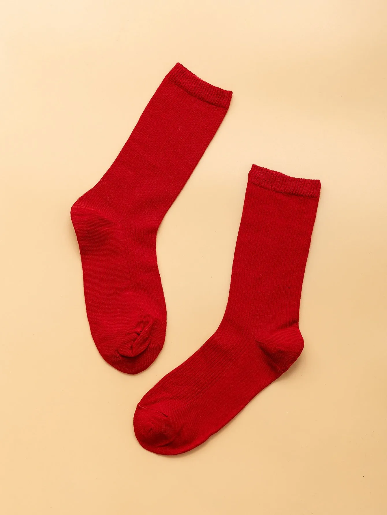 Solid Red Crew Socks for Women Plain Socks Cozy Socks Fashion Socks