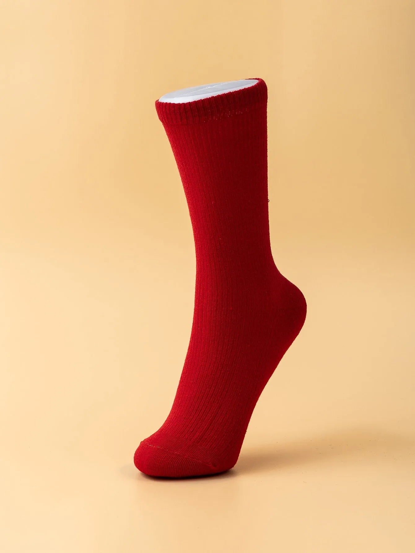 Solid Red Crew Socks for Women Plain Socks Cozy Socks Fashion Socks