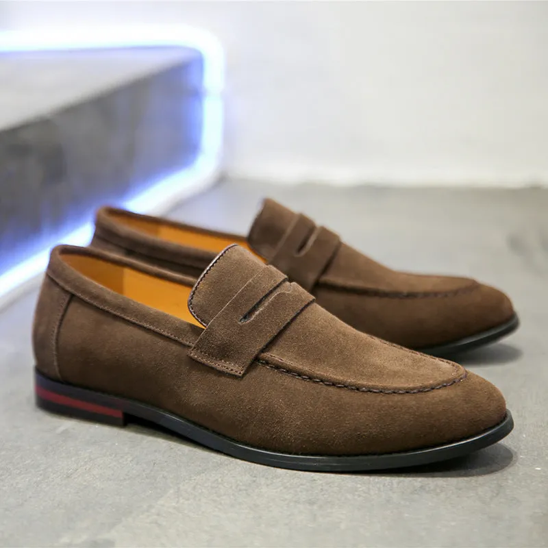 Spring Versatile British Men's Shoes Beans Shoes Men Slip on Low top Lazy Shoes Casual Suede Shoes Social Shoes Fashion