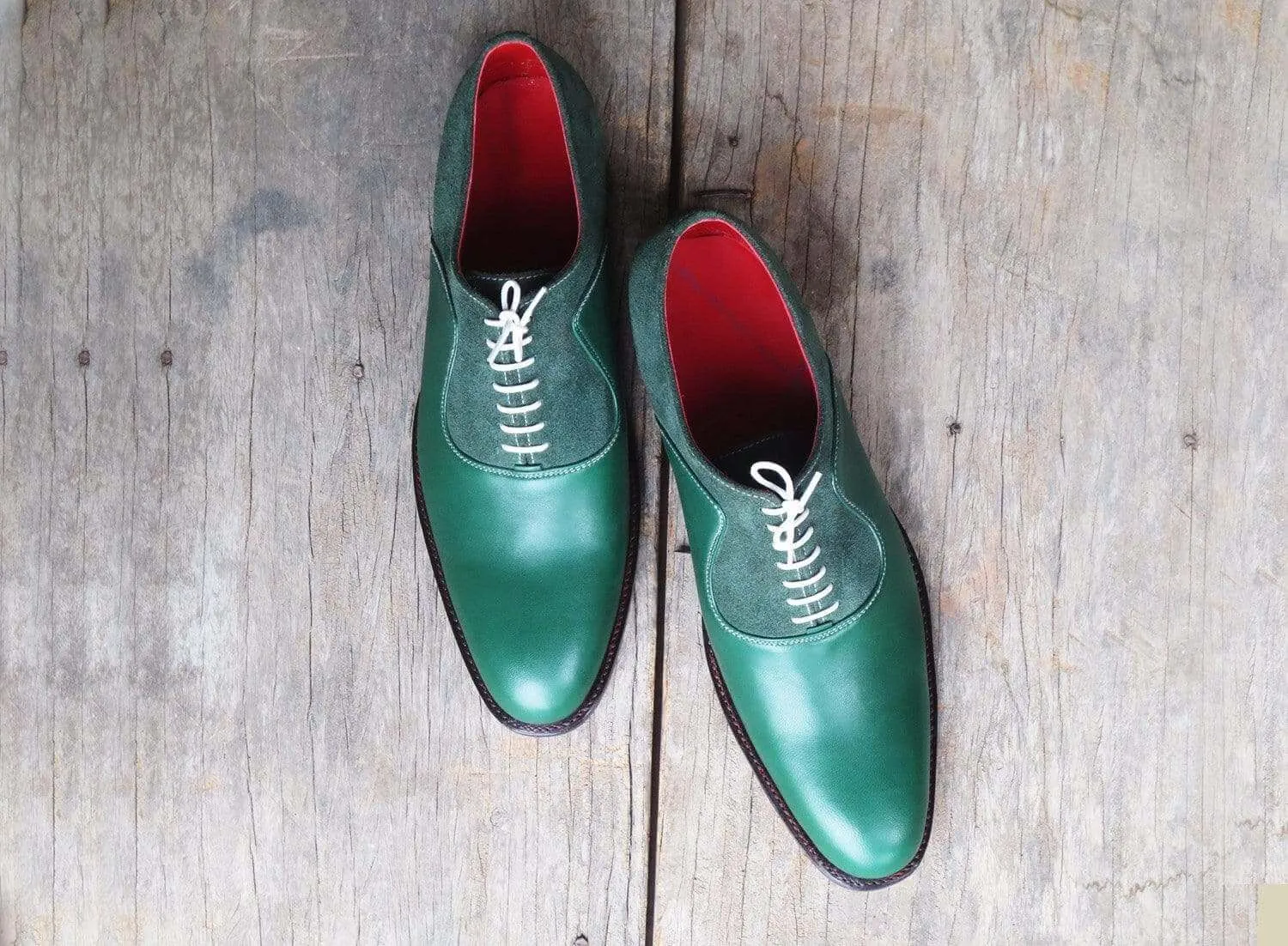 Suede Leather Derby Formal Shoes, Green Lace Up Shoes