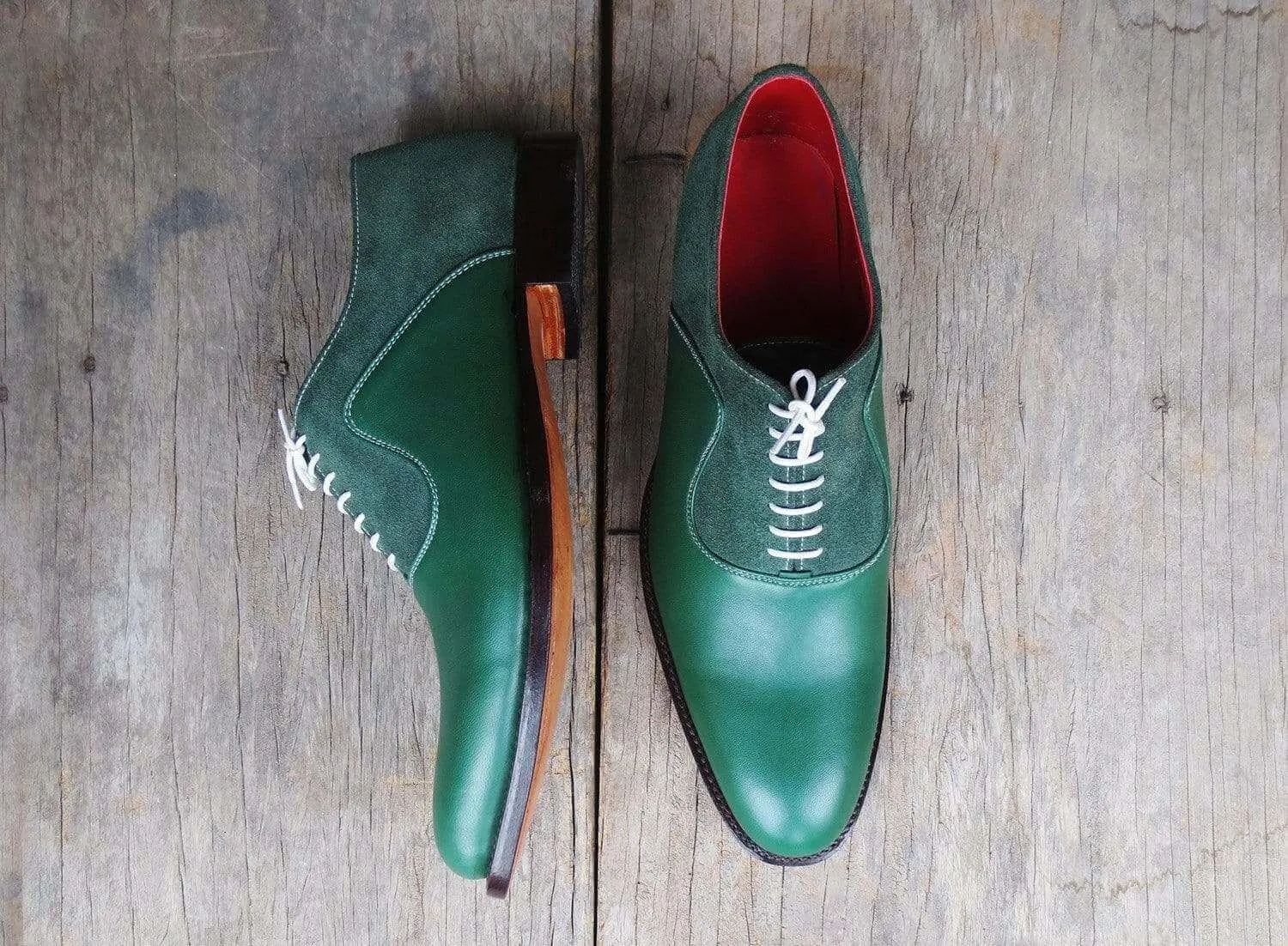 Suede Leather Derby Formal Shoes, Green Lace Up Shoes