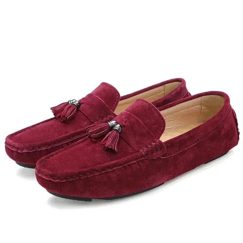 Suede Leather Men Loafers Moccasins Designer Men Casual Shoes High Quality Breathable Flat Boat Men Shoes Size 38-44