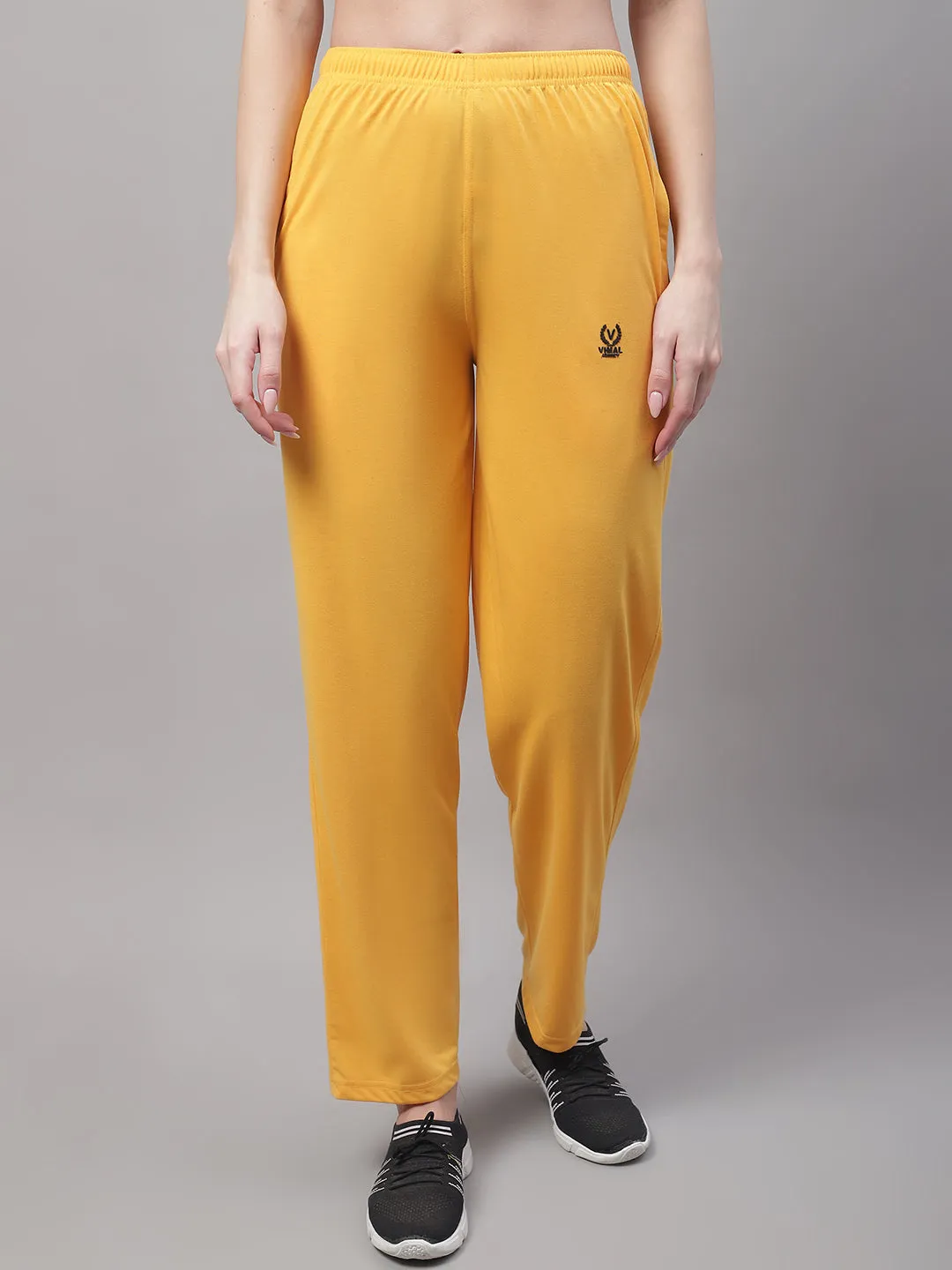 Vimal Jonney Yellow Regular fit Cotton Trackpant for Women(Zip On 1 Side Pocket)