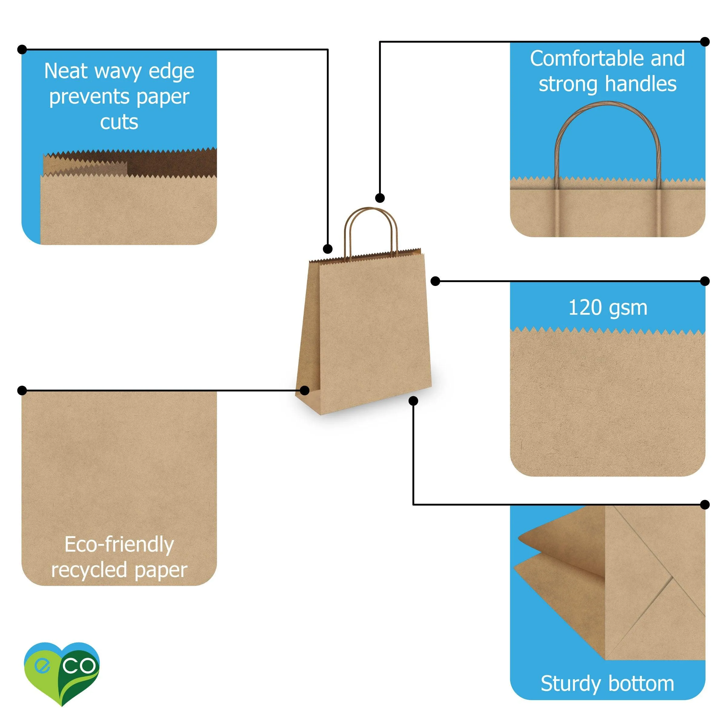 White Kraft shopping bags 8x4.5x10.5 inch