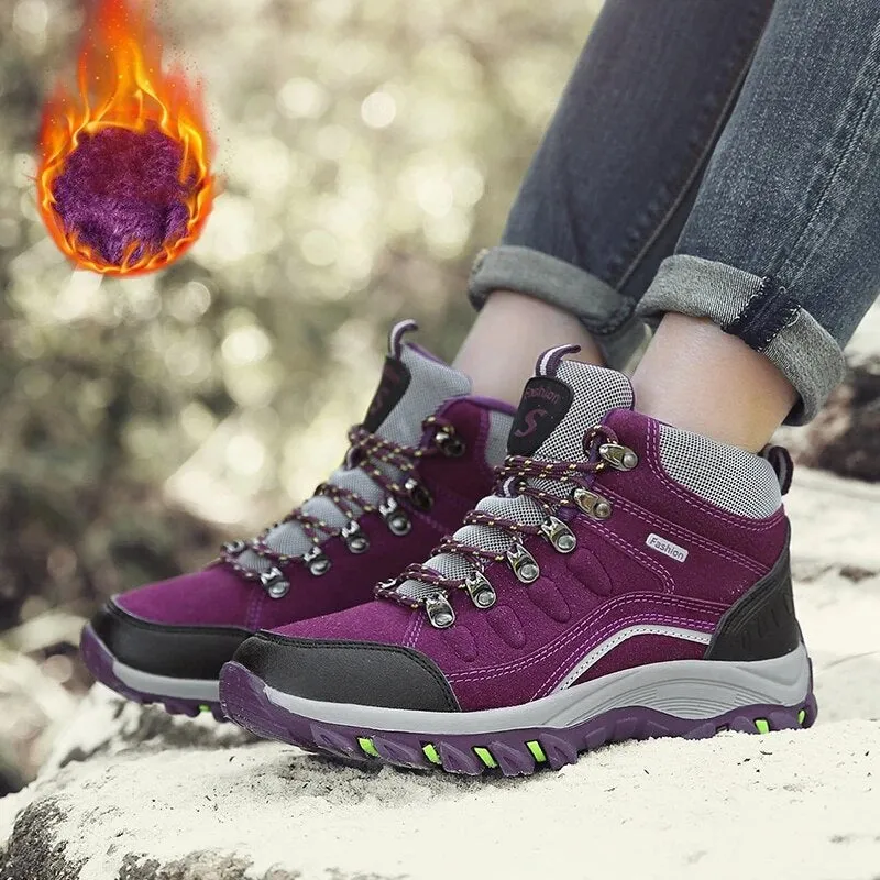 Women High Quality Plush Winter Hiking Shoes Outdoor High Top Warm Camping Casual Sneakers - WHS50189