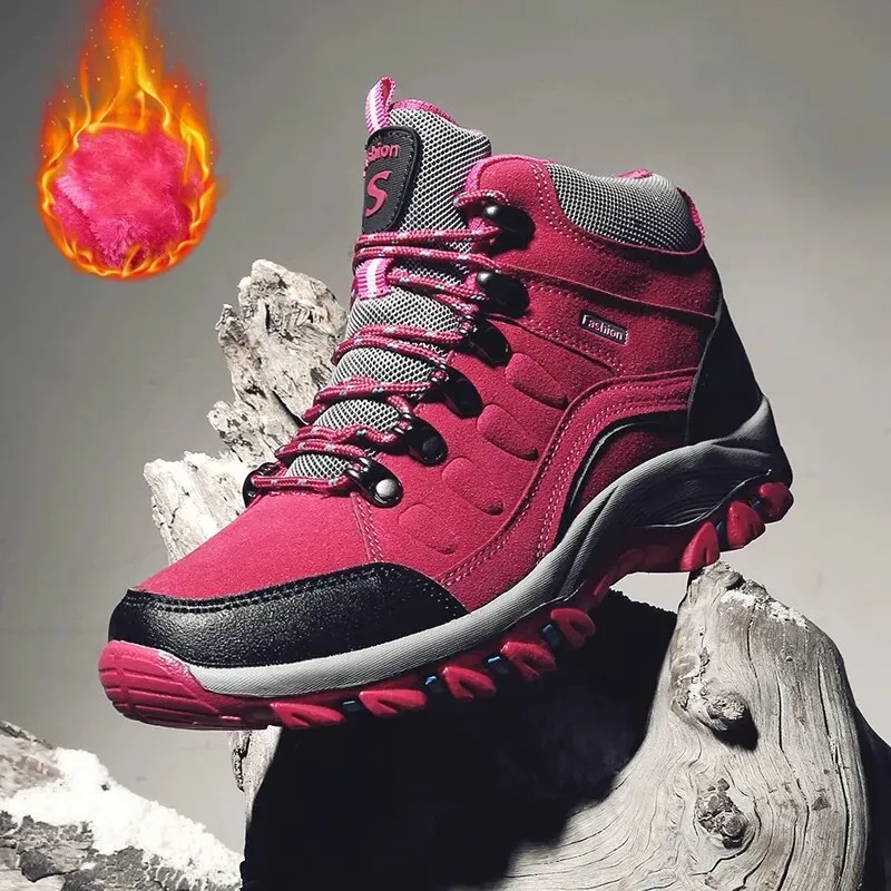 Women High Quality Plush Winter Hiking Shoes Outdoor High Top Warm Camping Casual Sneakers - WHS50189