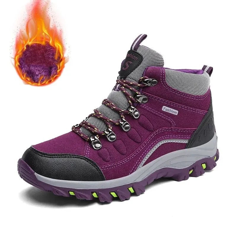 Women High Quality Plush Winter Hiking Shoes Outdoor High Top Warm Camping Casual Sneakers - WHS50189