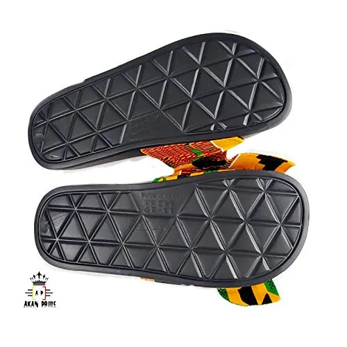 Women Open Toes Afrikan Kente Slide Sandals