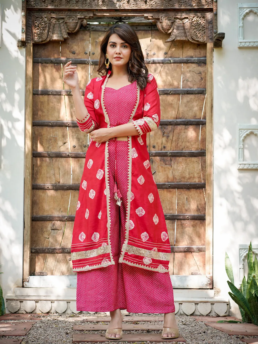 Women Pink Silk Blend Co-Ord Set