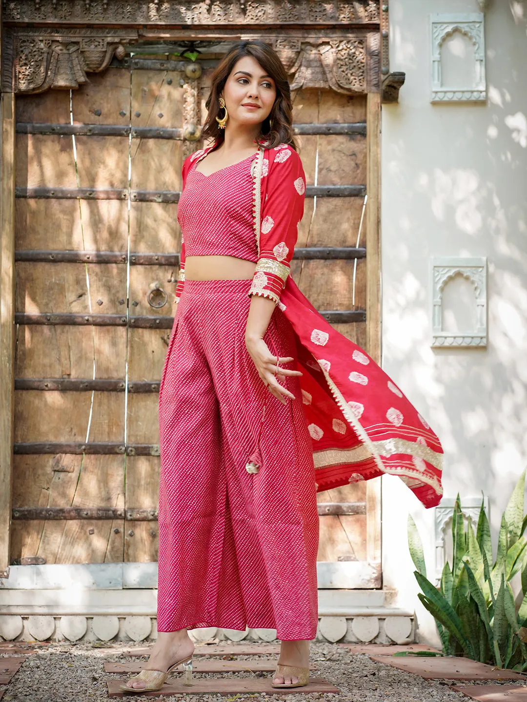 Women Pink Silk Blend Co-Ord Set