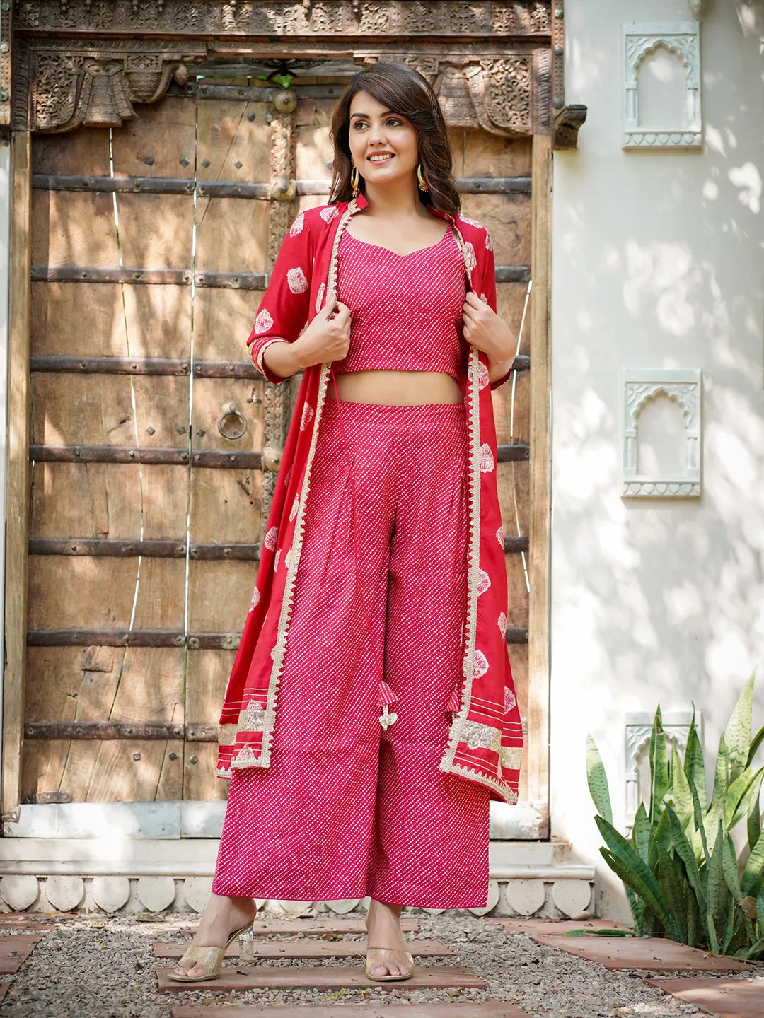 Women Pink Silk Blend Co-Ord Set