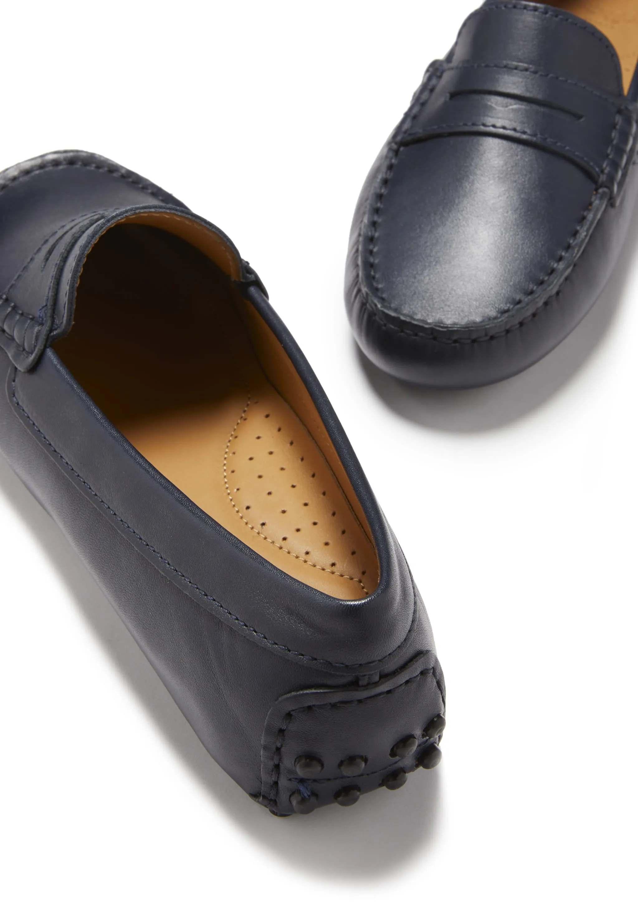 Women's Penny Driving Loafers, navy blue leather